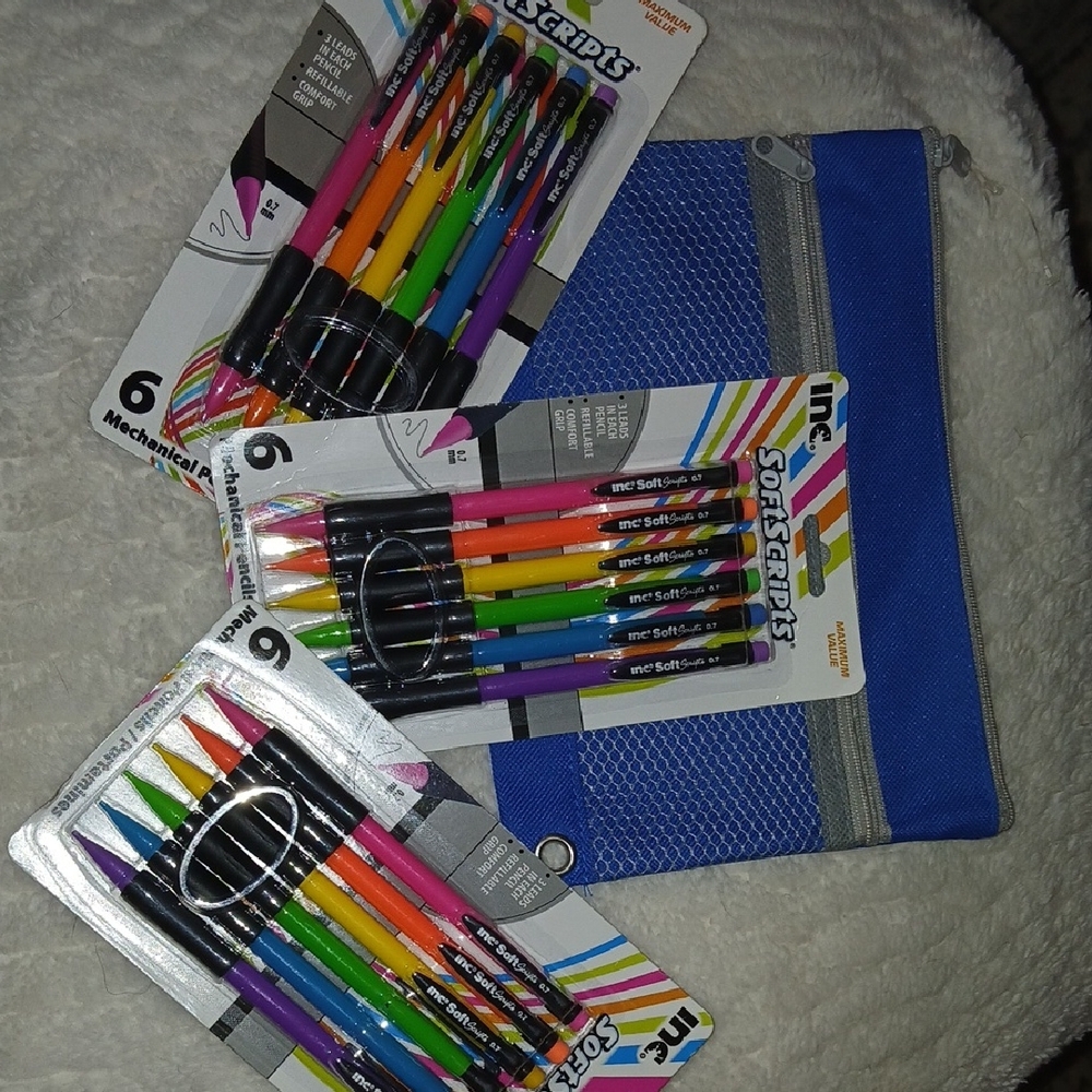 Colorful Mechanical Pencils with Blue Pouch